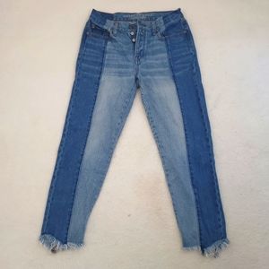 Àmerican eagle jeans Womens 4 Hi Rise Vintage 2 Tone Button Fly Raw Hem Y2K